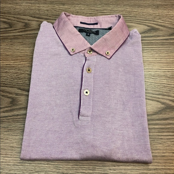 Ted Baker | Shirts | Ted Baker Solid Purple Check Polo Shirt 6 Or Xxl ...